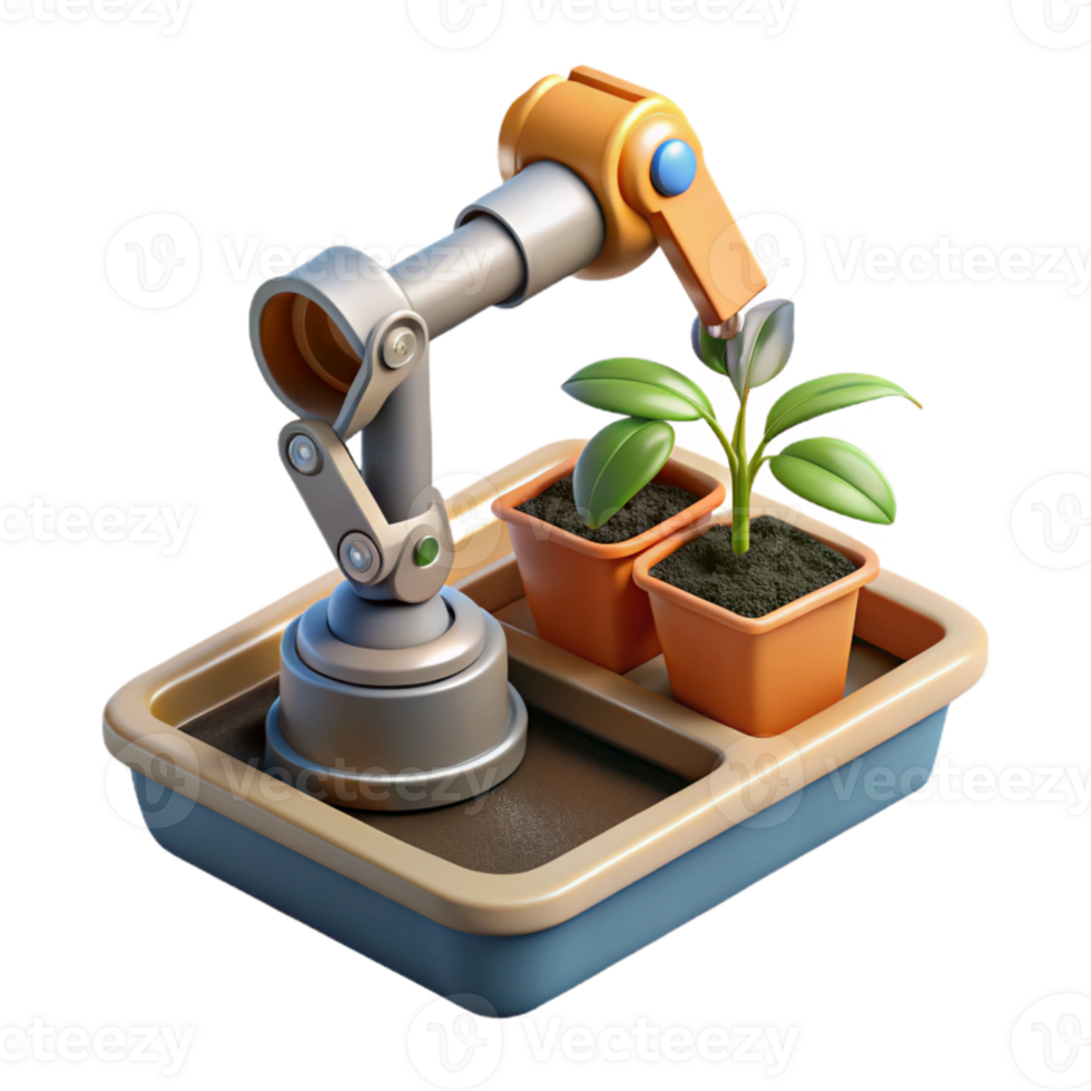 stunning classic Seedling Tray with Robotic Arm Isolated professional png