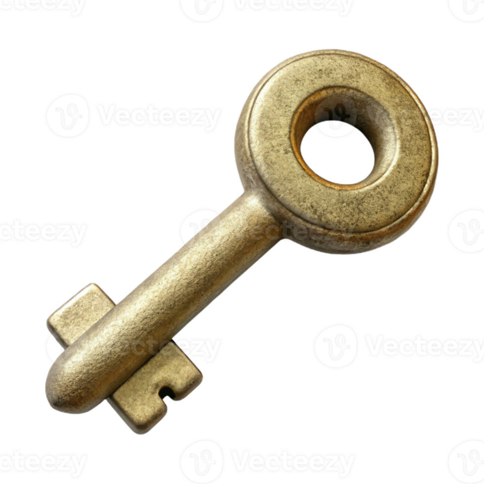 vibrant minimalist Sepia Toned Old Key Cutout premium png
