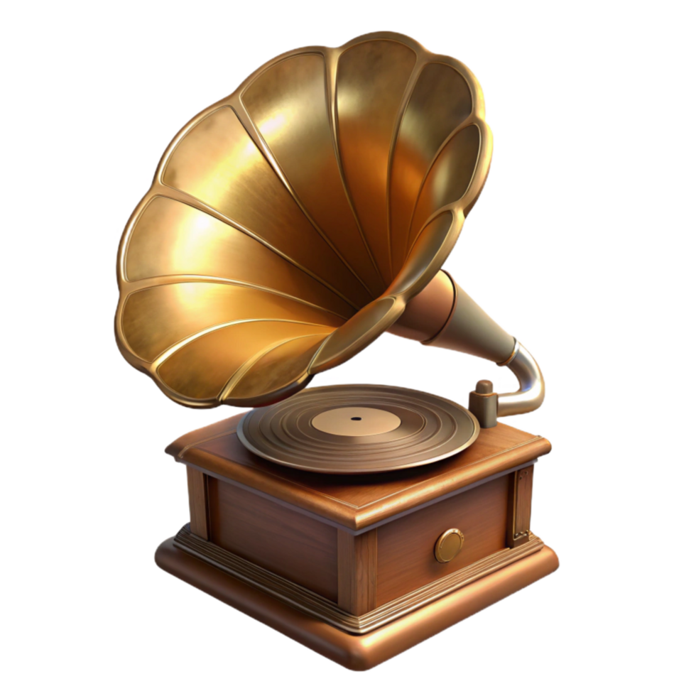 dramatic classic Sepia Toned Vintage Gramophone Transparent Background high resolution png