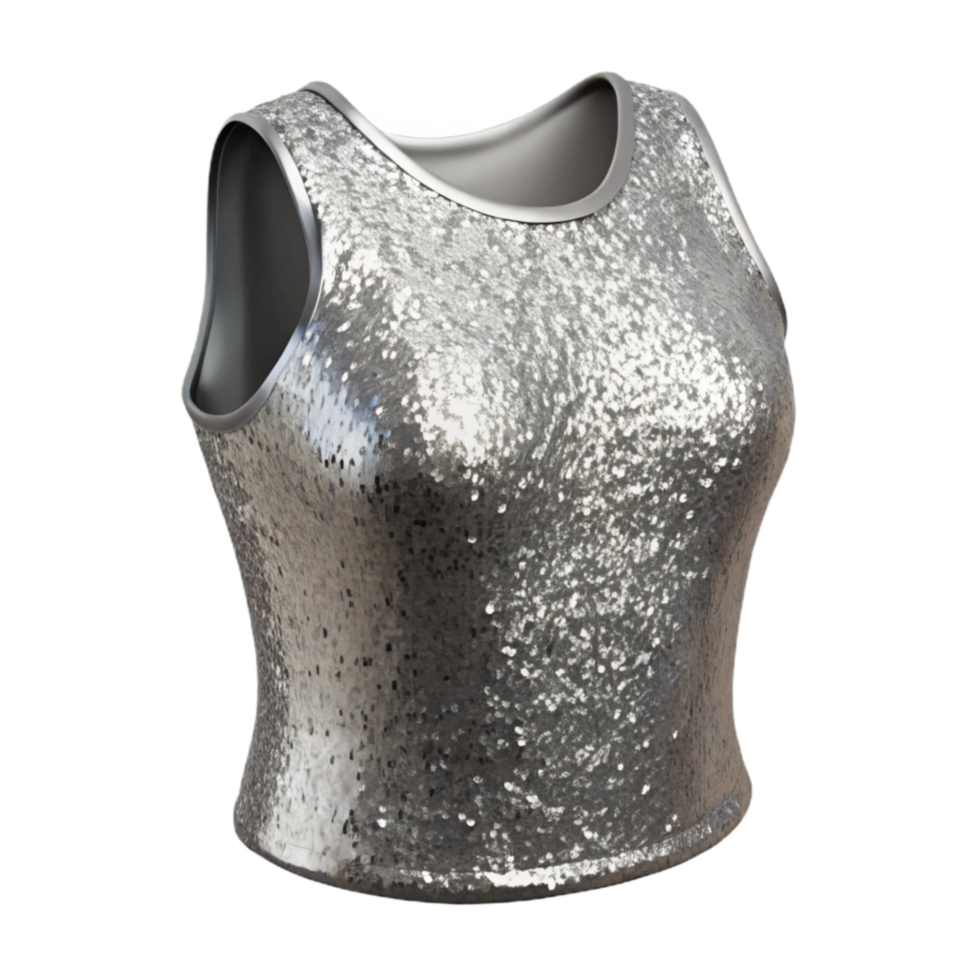 vibrant minimalist Sequin Top Sparkling Silver Isolated premium png