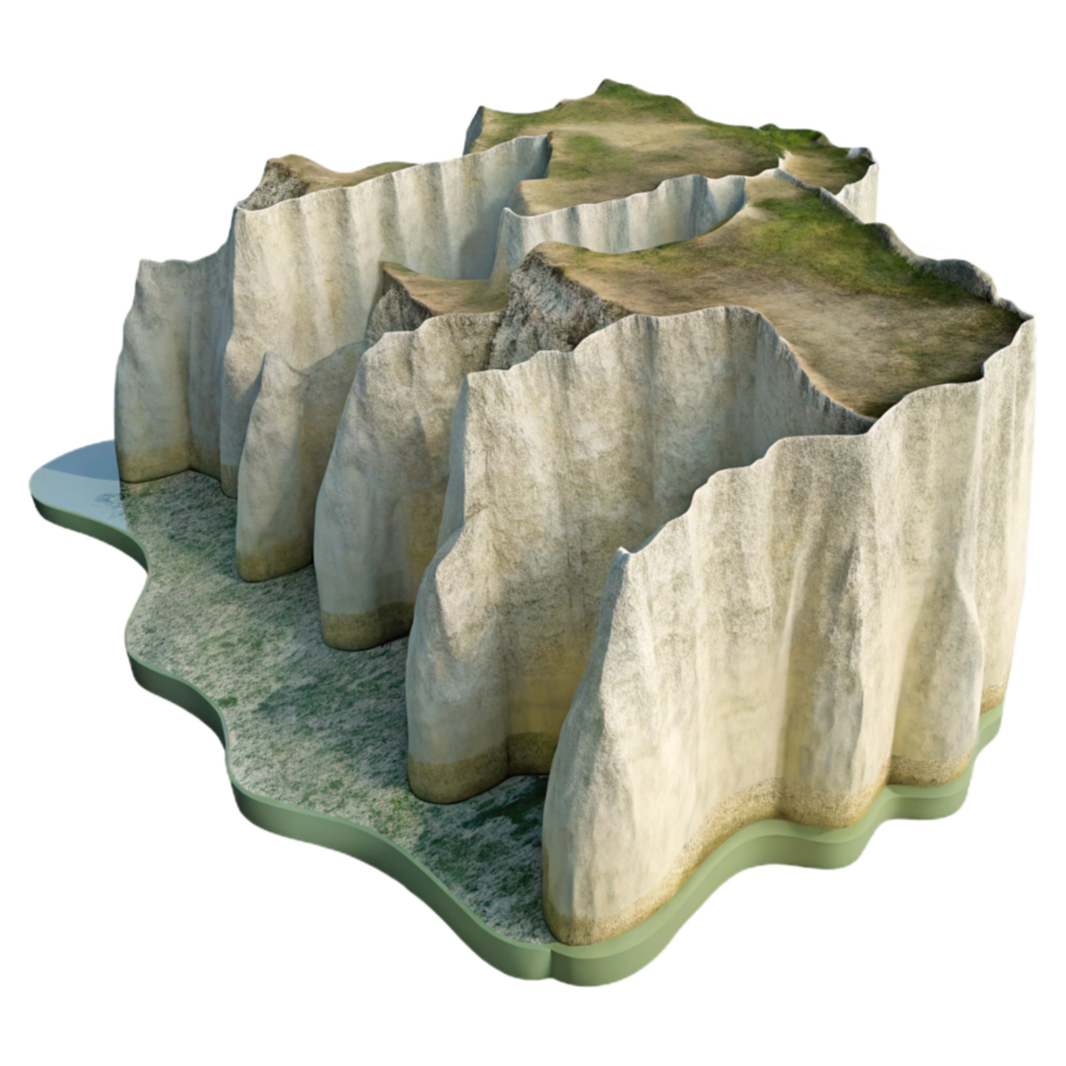elegant modern Seven Sisters Cliffs Chalk Coastline Cutout authentic png
