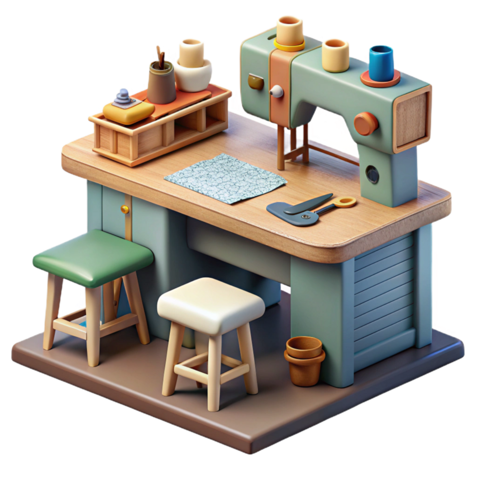 beautiful abstract Sewing Room with Cutting Table Cutout authentic png