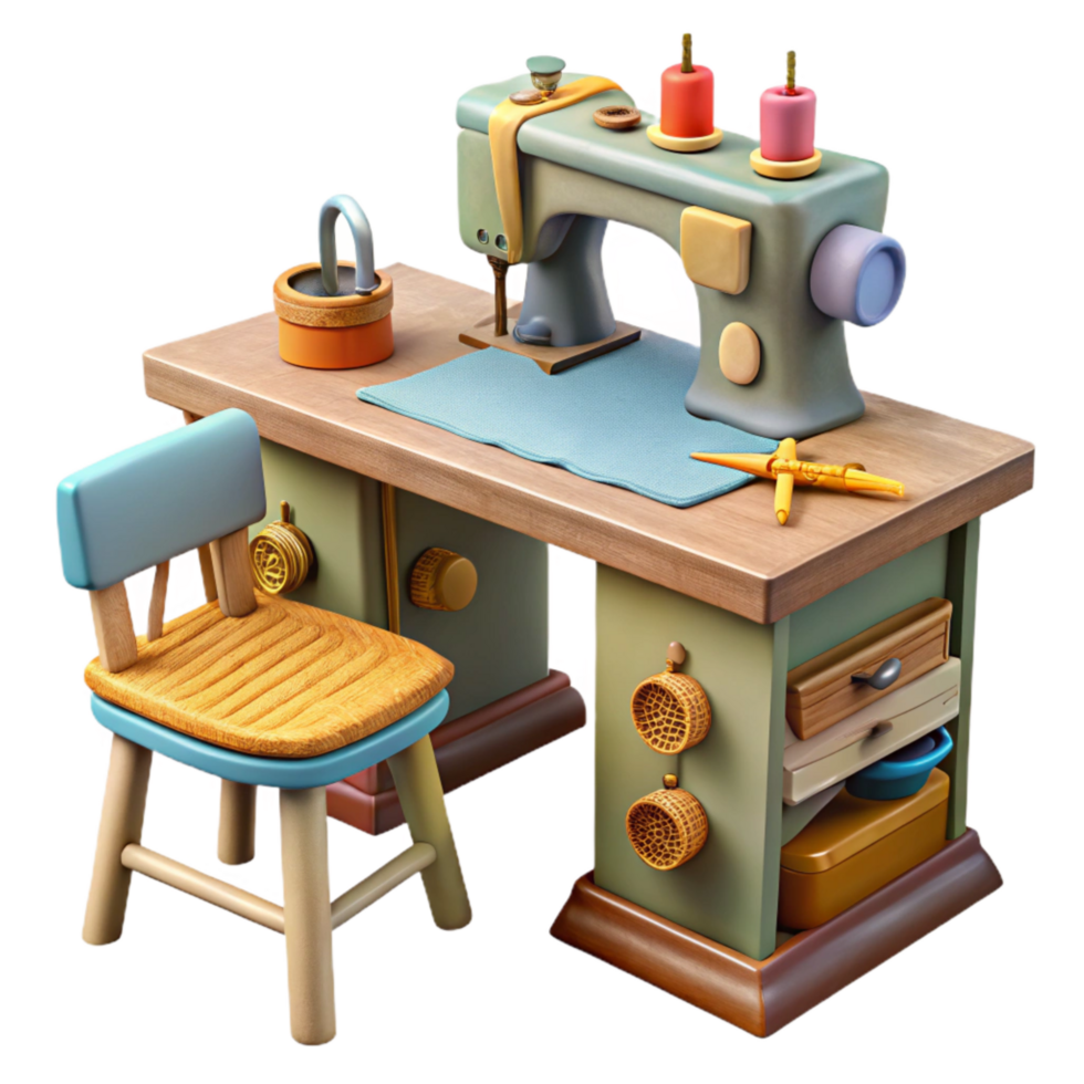 elegant modern Sewing Room with Cutting Table Cutout high resolution png