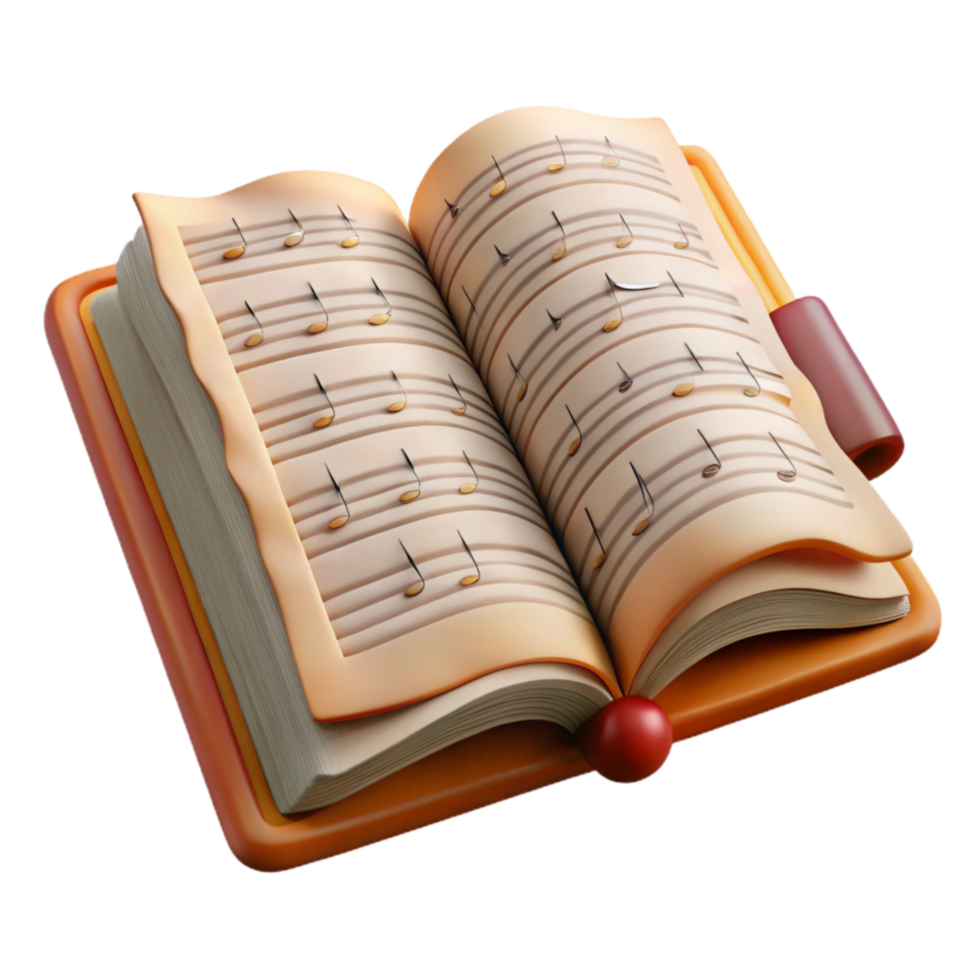 stunning minimalist Sheet Music Open Book Cutout Transparent Background high quality png
