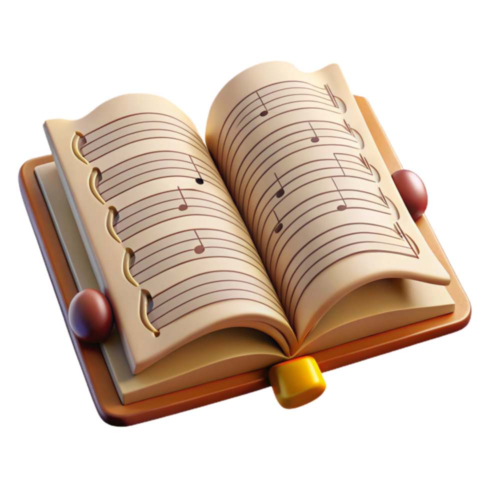 vibrant creative Sheet Music Open Book Cutout Transparent Background high resolution png