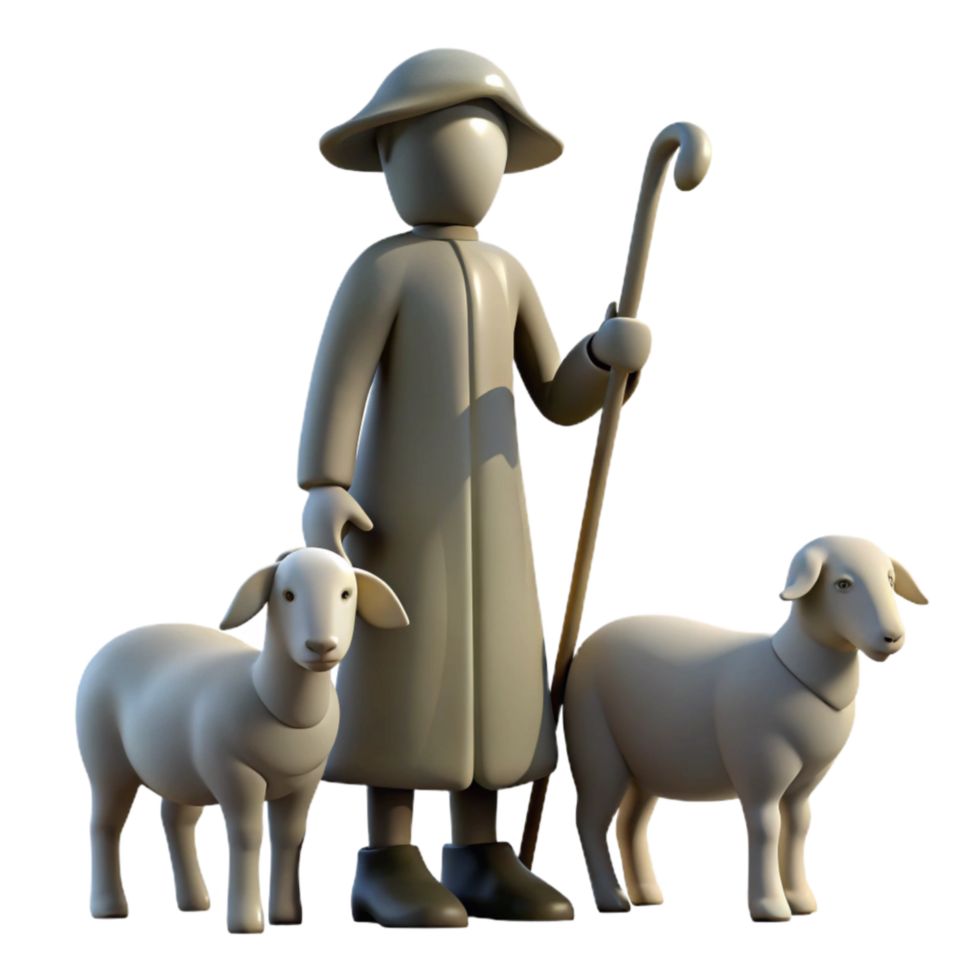 stunning minimalist Shepherd with Sheep Silhouette Isolated high resolution png
