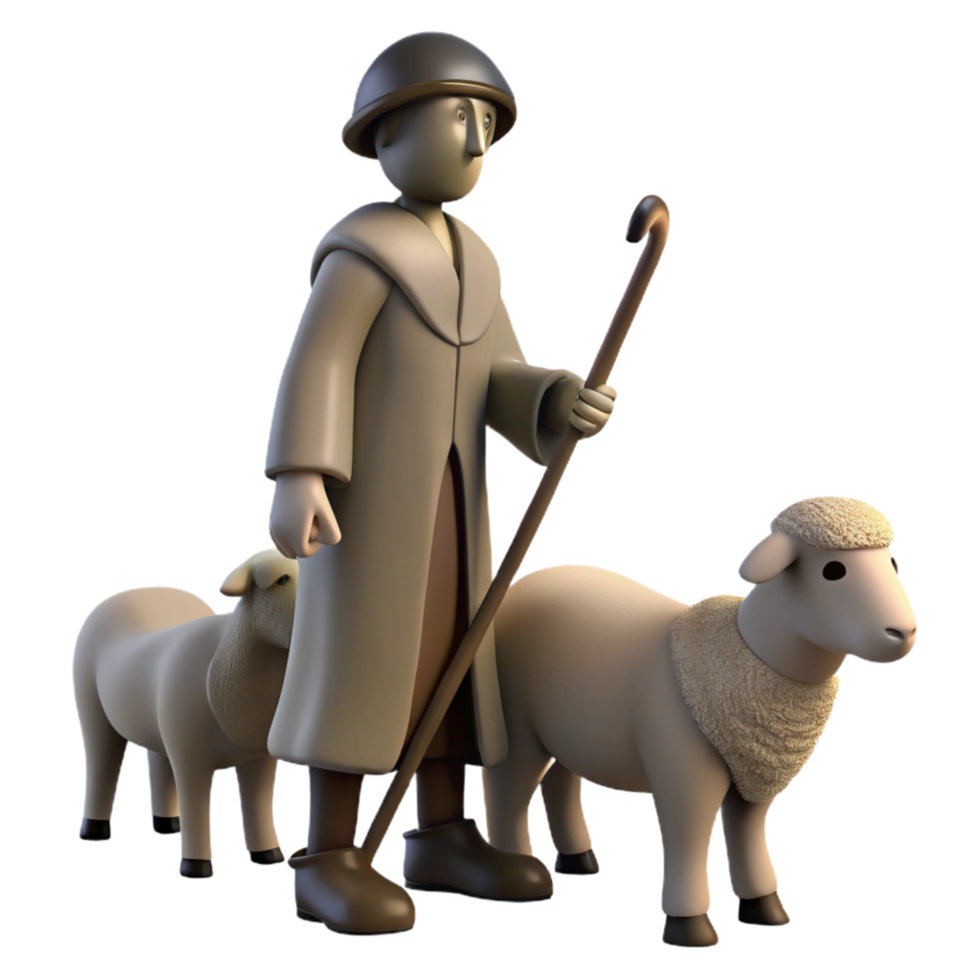 elegant abstract Shepherd with Sheep Silhouette Isolated exclusive png