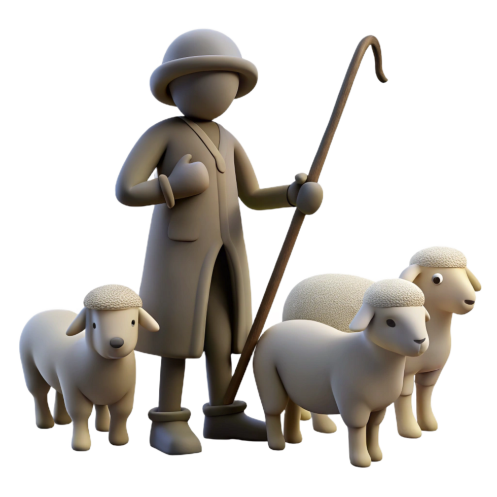 magnificent rustic Shepherd with Sheep Silhouette Isolated genuine png