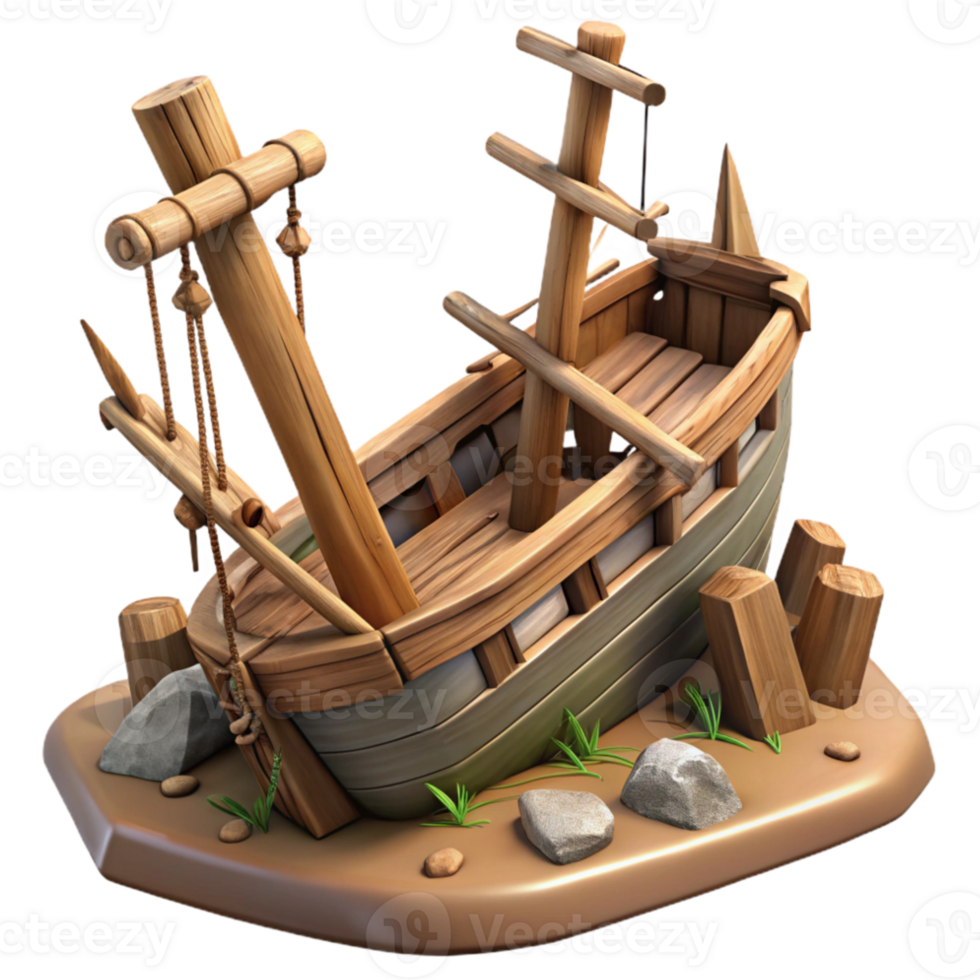 dramatic minimalist Shipwreck Mast Cutout Broken Wood Isolated detailed png