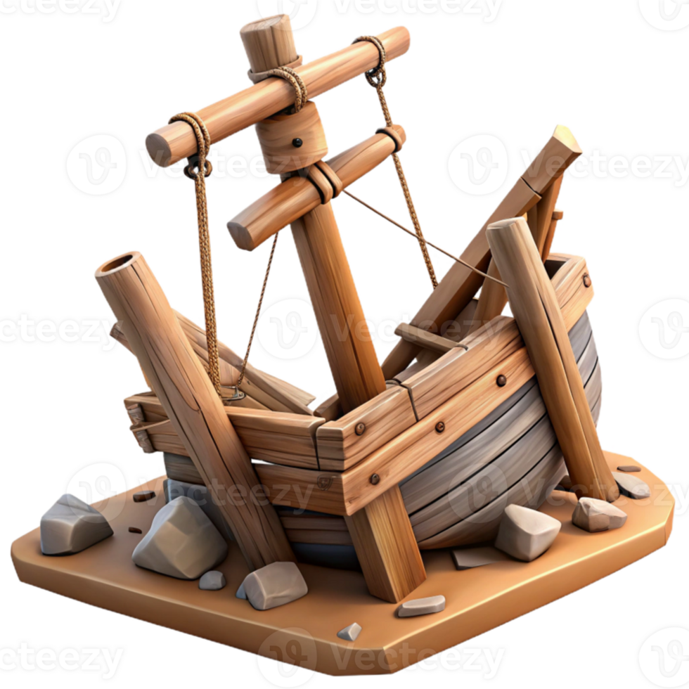 dramatic rustic Shipwreck Mast Cutout Broken Wood Isolated authentic png