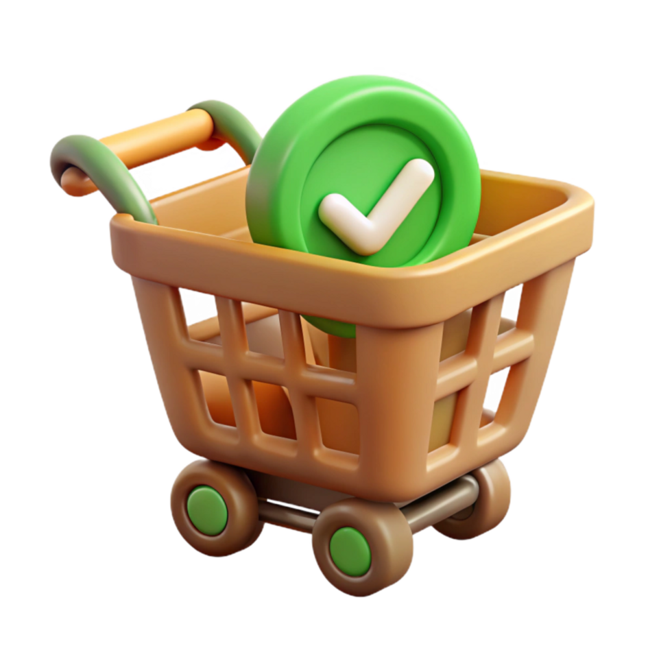 impressive abstract Shopping Cart Icon with Green Checkmark Transparent detailed png