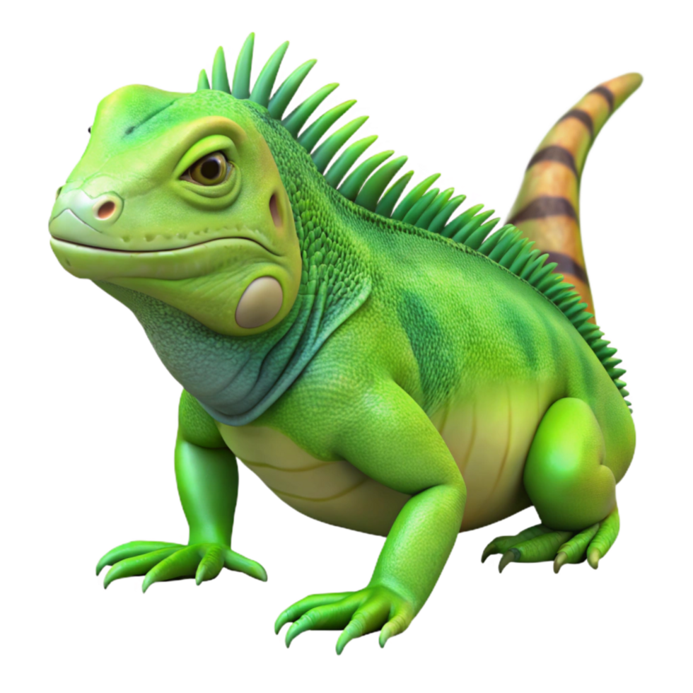 vibrant abstract Side View Green Iguana Cutout Isolated authentic png