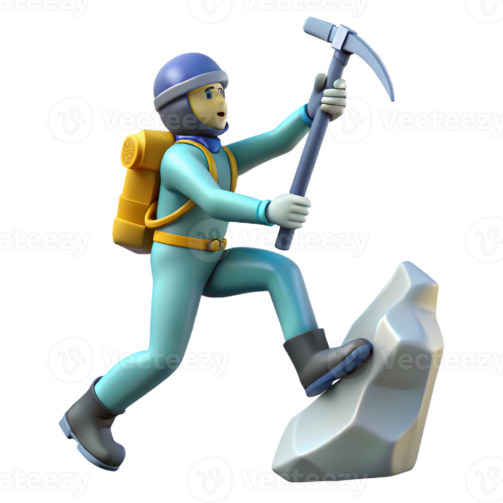 magnificent traditional Silhouetted Climber with Ice Axe Cutout Element detailed png