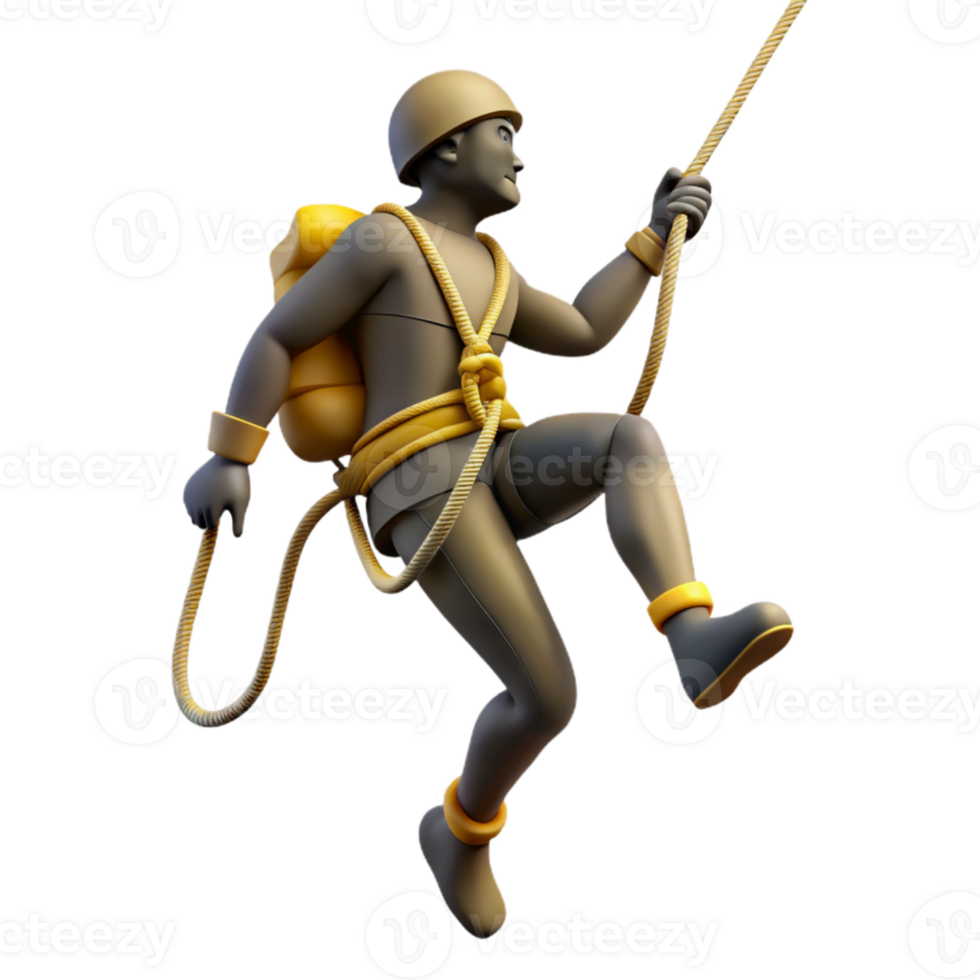 serene classic Silhouetted Climber with Rope and Harness Cutout Element original png