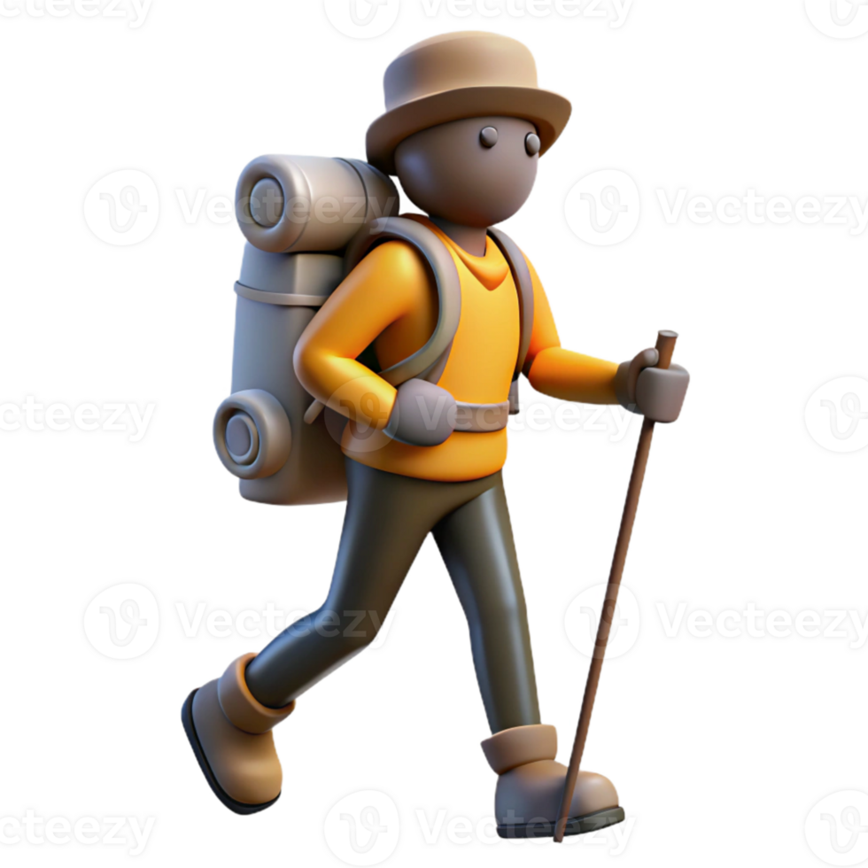 serene abstract Silhouetted Hiker with Backpack and Trekking Poles Cutout exclusive png