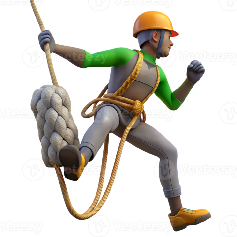 stunning creative Silhouetted Climber with Rope and Harness Cutout Element detailed png