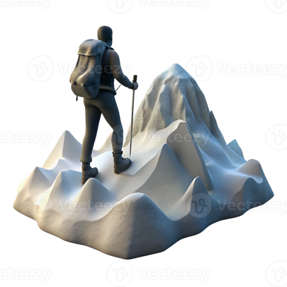 wonderful contemporary Silhouetted Hiker on Snowy Mountain Ridge Transparent Background high quality png
