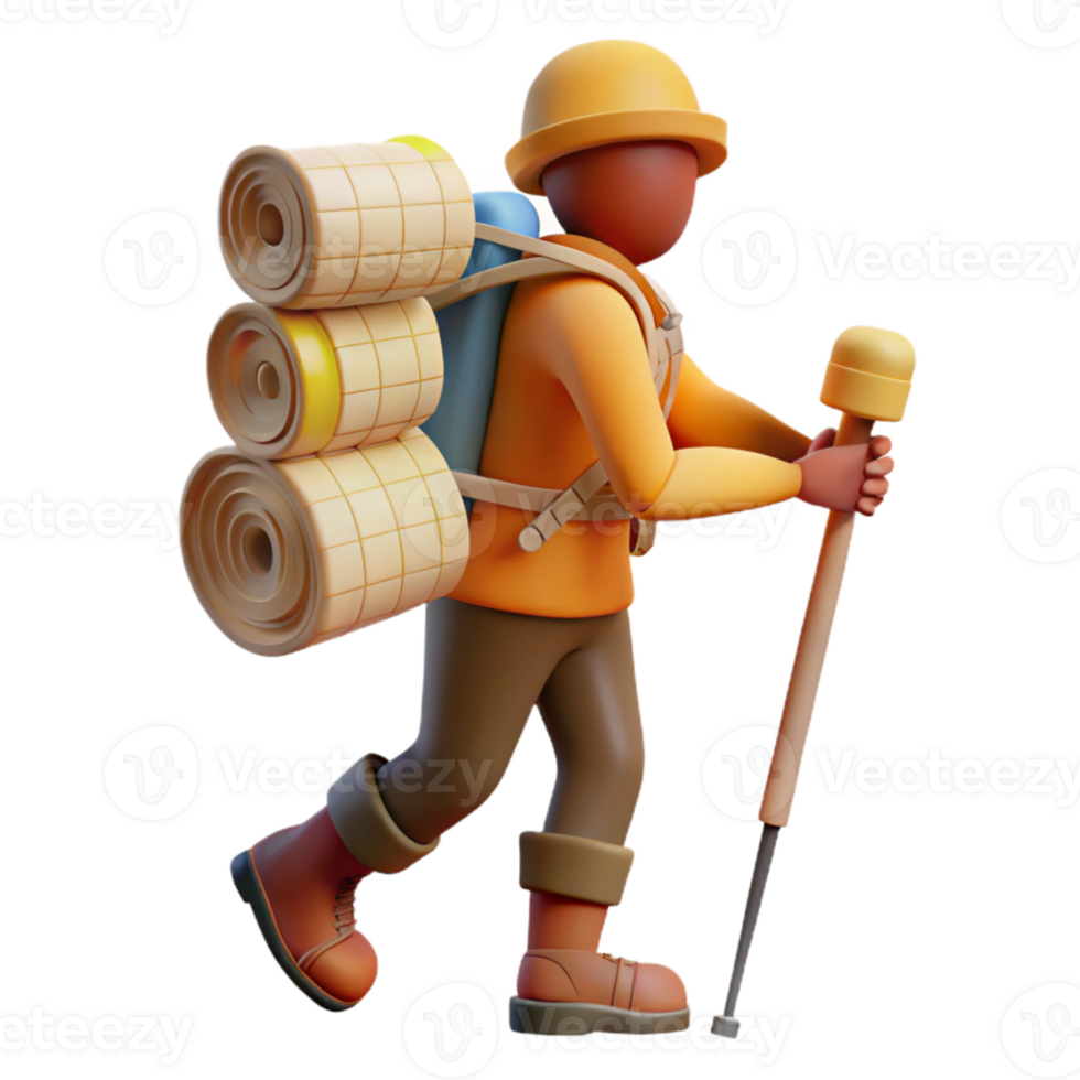 beautiful traditional Silhouetted Hiker with Backpack and Trekking Poles Cutout professional png