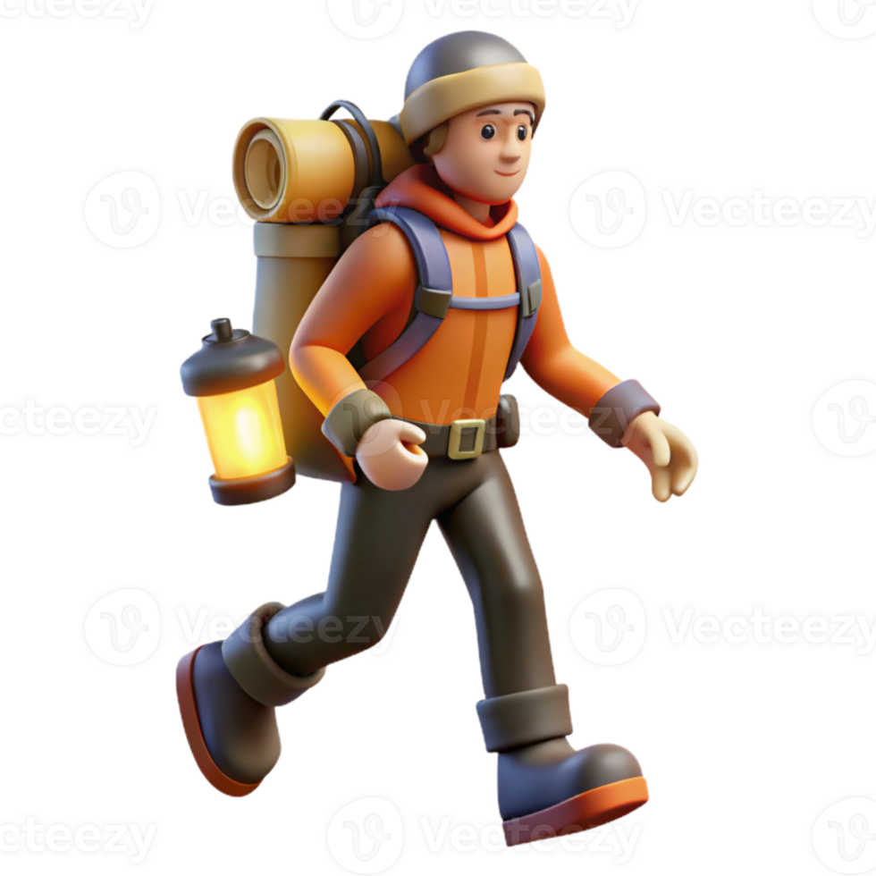 magnificent artistic Silhouetted Hiker with Headlamp Transparent Background authentic png