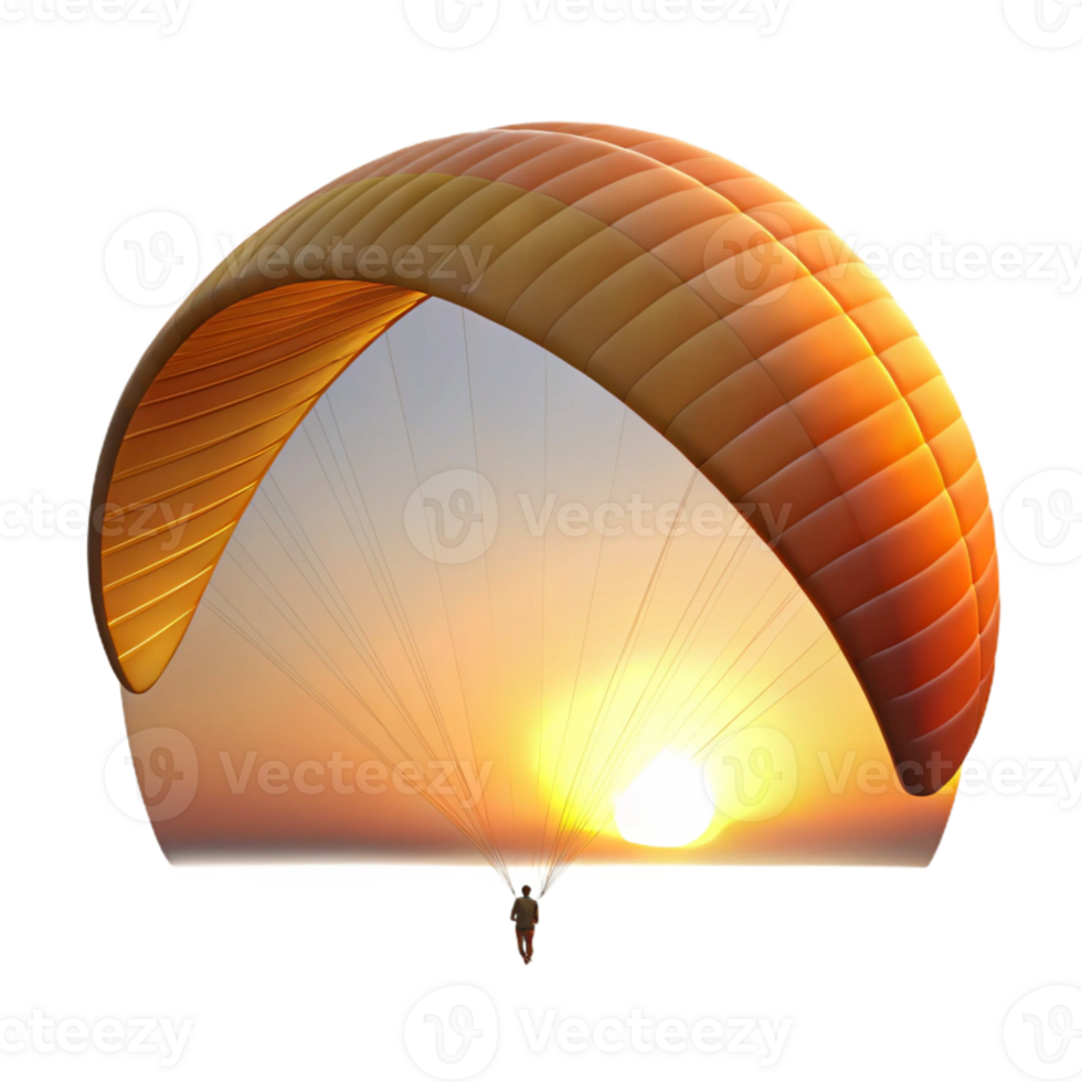 serene modern Silhouetted Paraglider Against Sunset Isolated high resolution png