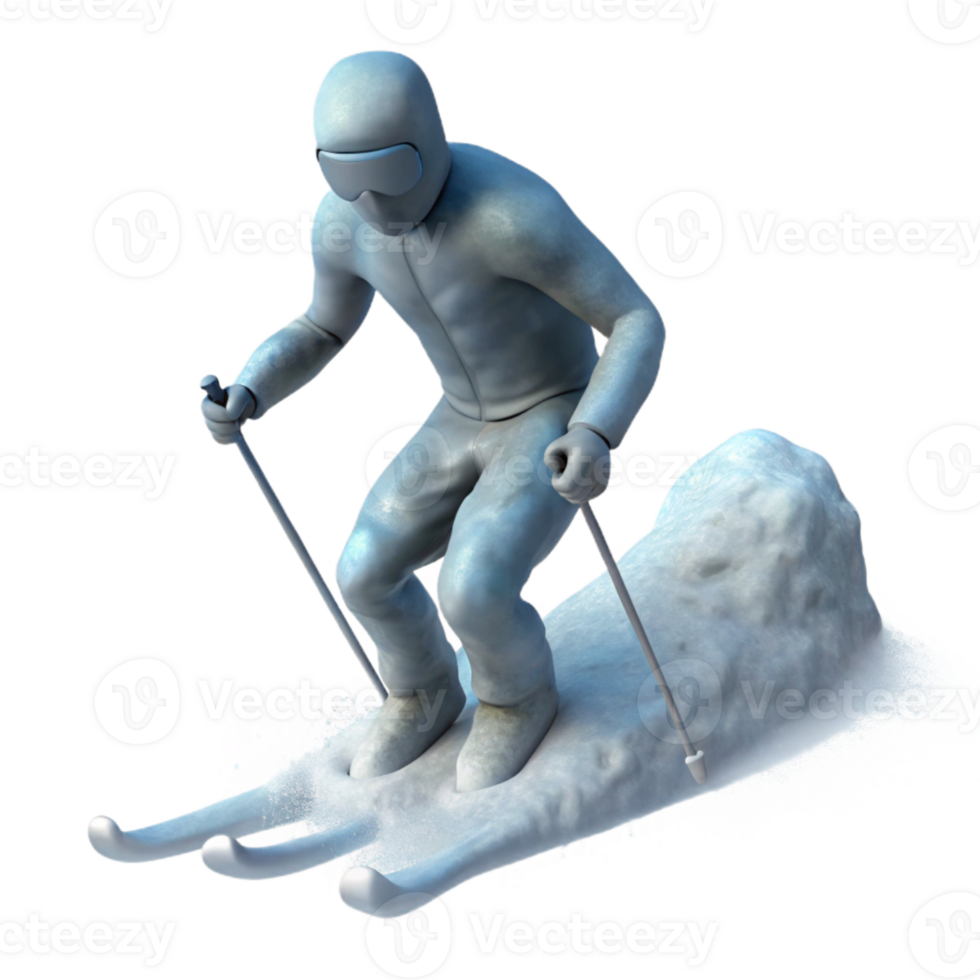 beautiful creative Silhouetted Skier in Powder Snow Isolated Background authentic png