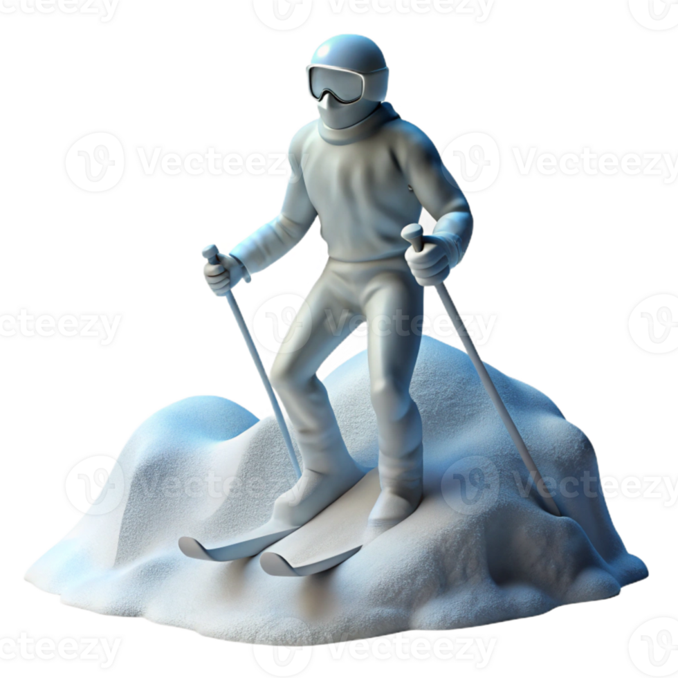 stunning creative Silhouetted Skier in Powder Snow Isolated Background png