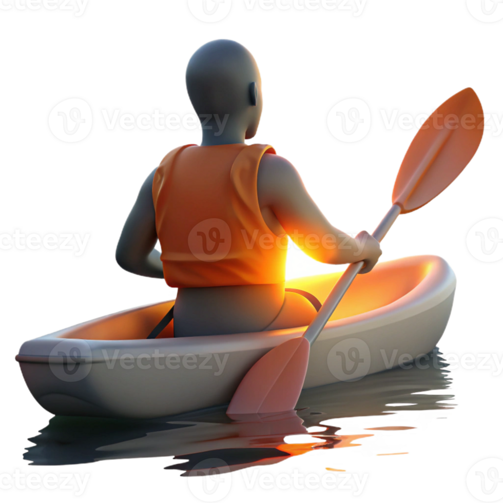 wonderful traditional Silhouette of Person Kayaking at Sunset Transparent Background png