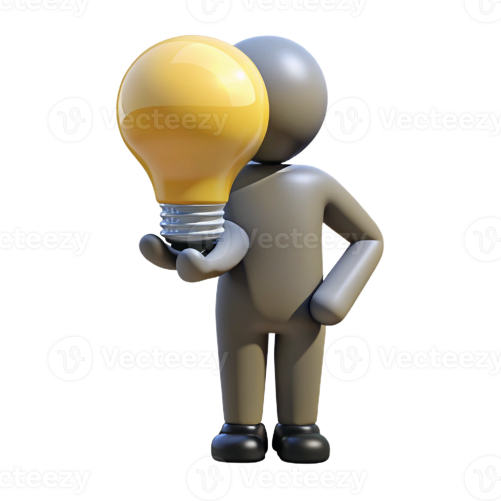 beautiful modern Silhouette of Person with Idea Lightbulb Cutout detailed png