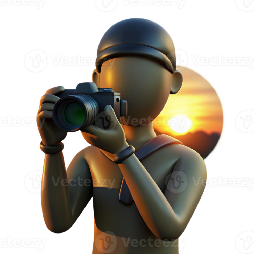 stunning vintage Silhouette of Photographer at Sunset Isolated detailed png