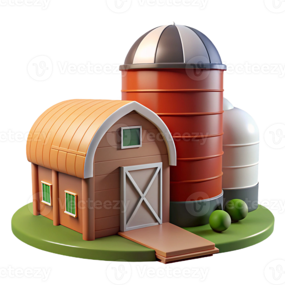 elegant abstract Silo with Farm in Background Isolated high quality png