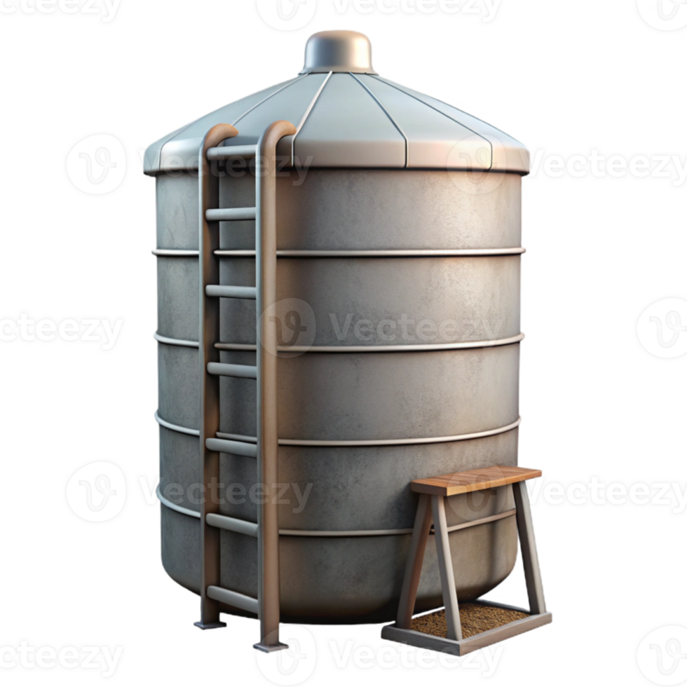 impressive minimalist Silo with Ladder Isolated Element professional png
