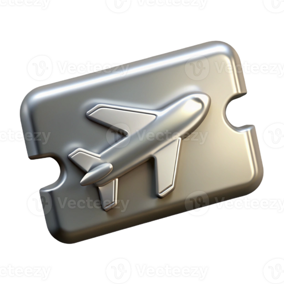 serene abstract Silver Airplane Ticket Front View Transparent Cutout original png