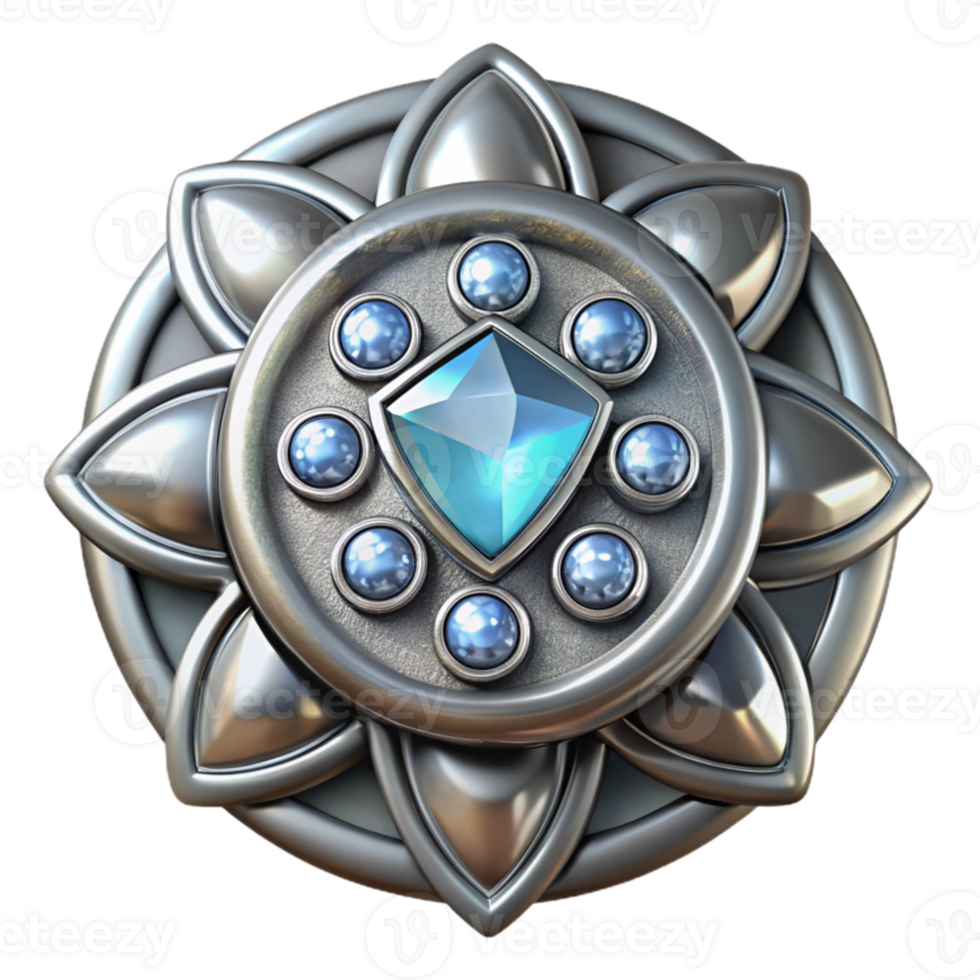 impressive creative Silver Brooch Vintage Design Isolated with Sparkling Gems premium png