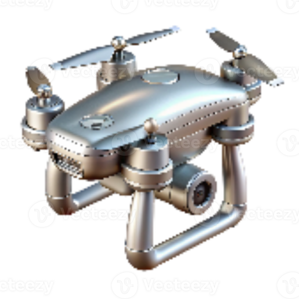 dramatic minimalist Silver Drone with Camera Transparent Background genuine png