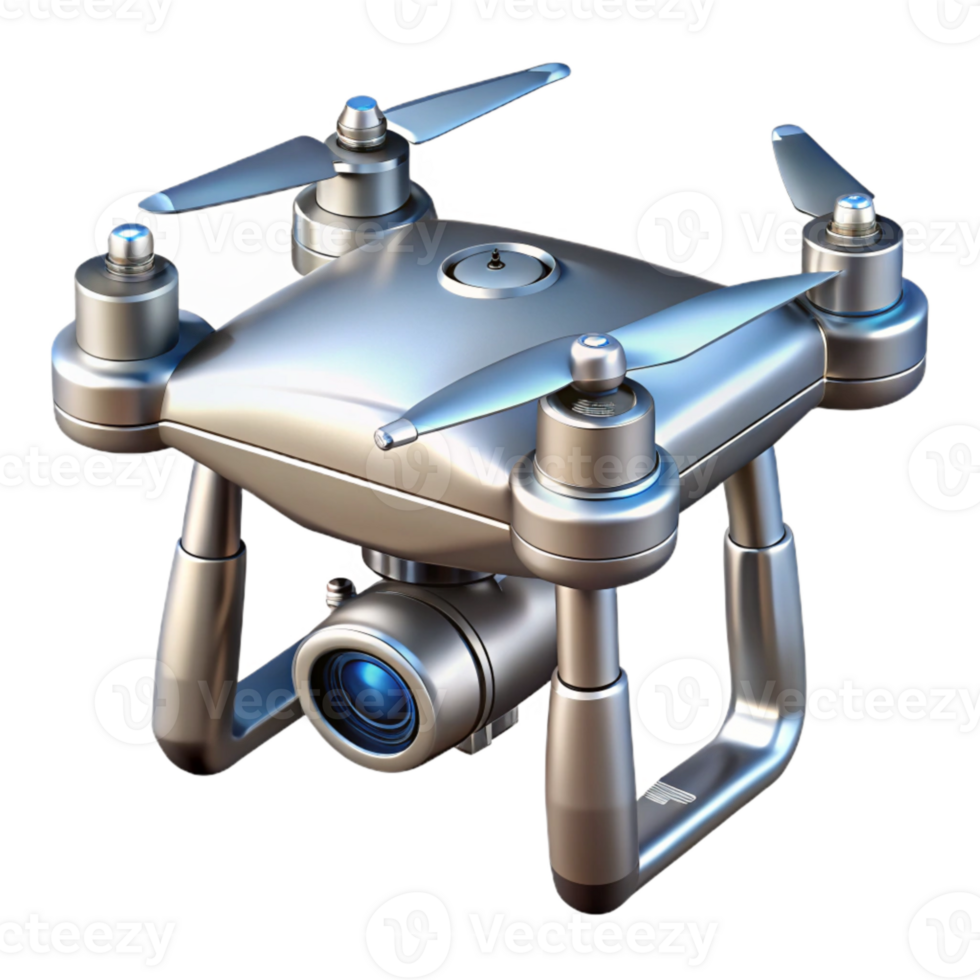 serene rustic Silver Drone with Camera Transparent Background high quality png