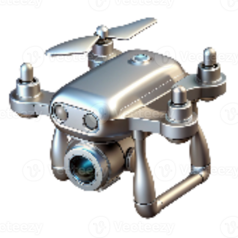 vibrant minimalist Silver Drone with Camera Transparent Background genuine png