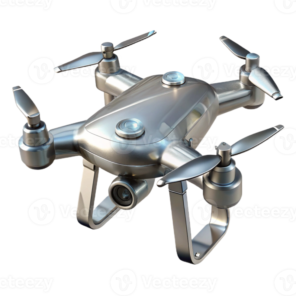 extraordinary artistic Silver Drone with Camera Transparent Background original png