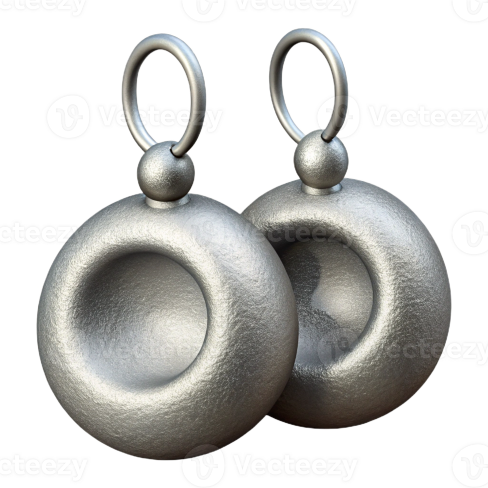 dramatic creative Silver Earrings Isolated Element authentic png