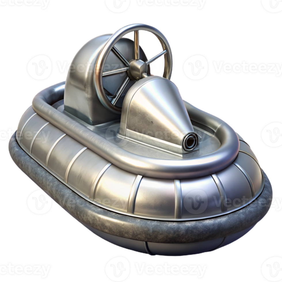 elegant creative Silver Hovercraft with Wake Isolated professional png