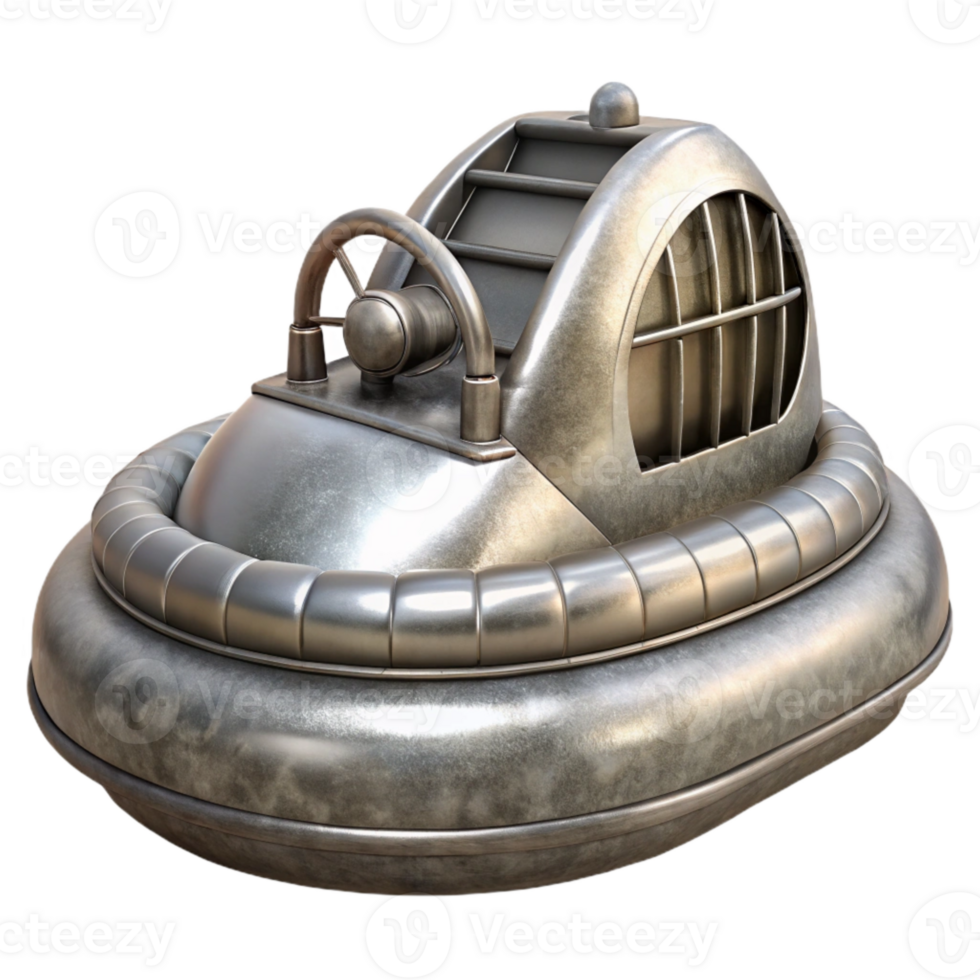 vibrant traditional Silver Hovercraft with Wake Isolated exclusive png