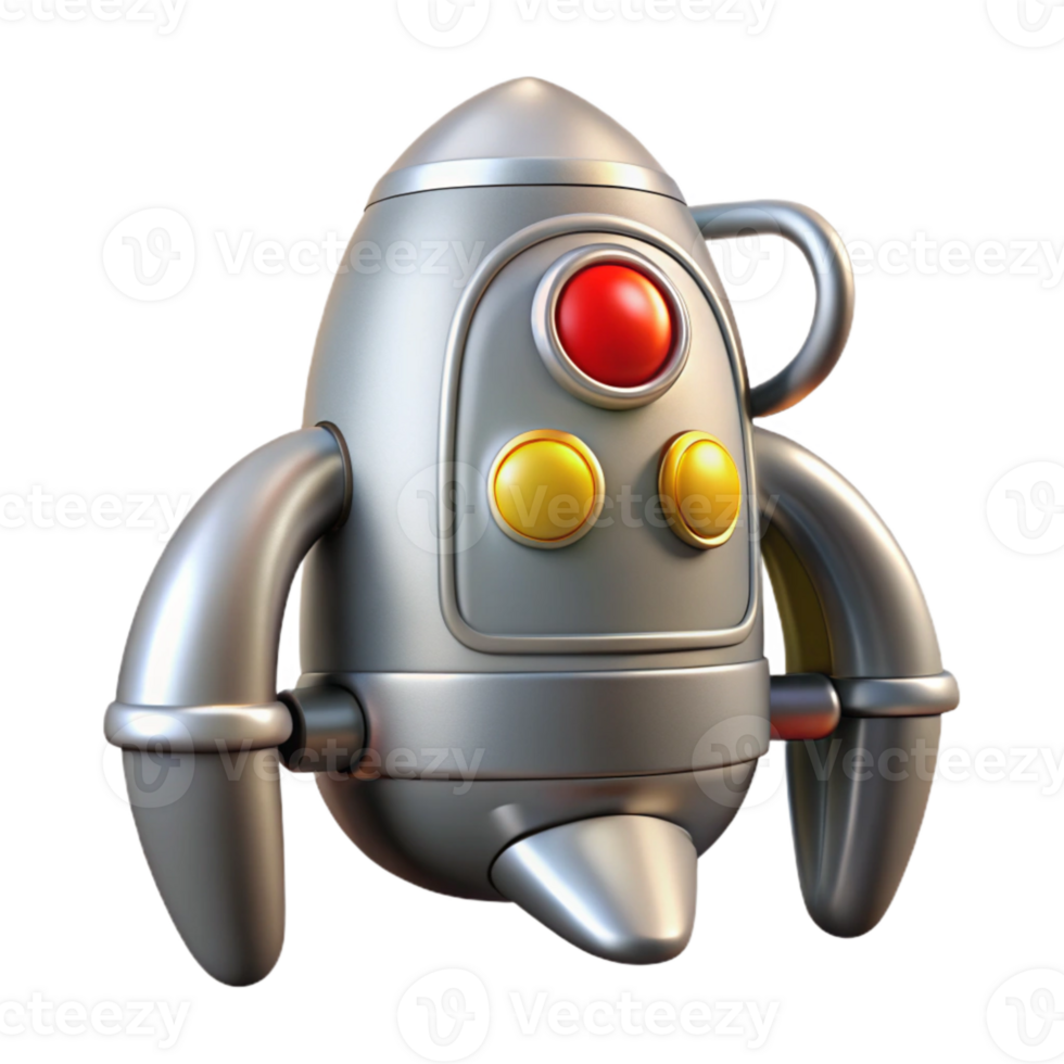 stunning classic Silver Jetpack with Control Panel Isolated professional png