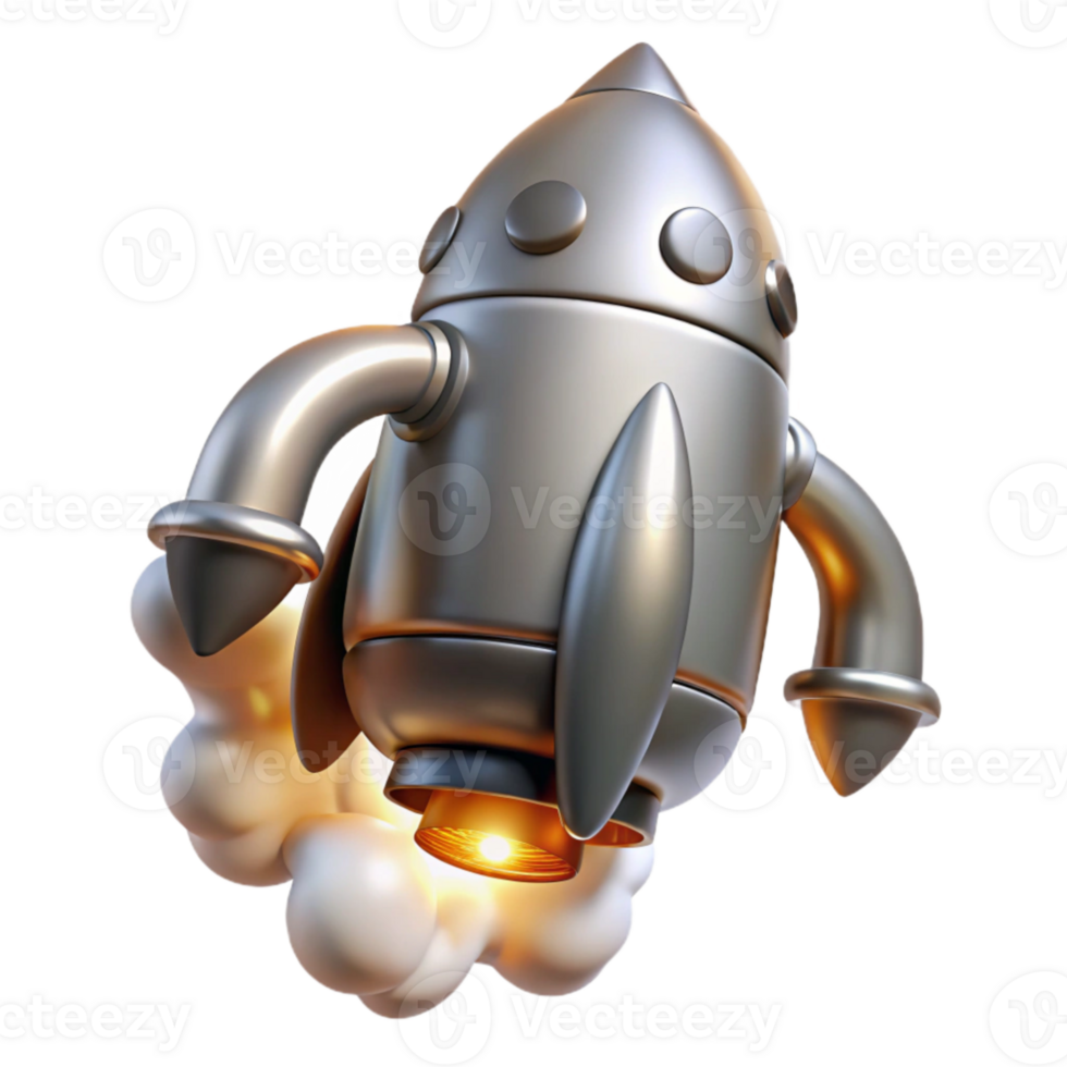 impressive abstract Silver Jetpack with Smoke Trails Isolated authentic png