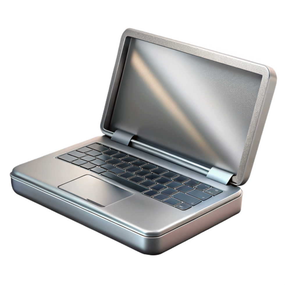 beautiful modern Silver Laptop with Open Lid Isolated on Transparent Background original png