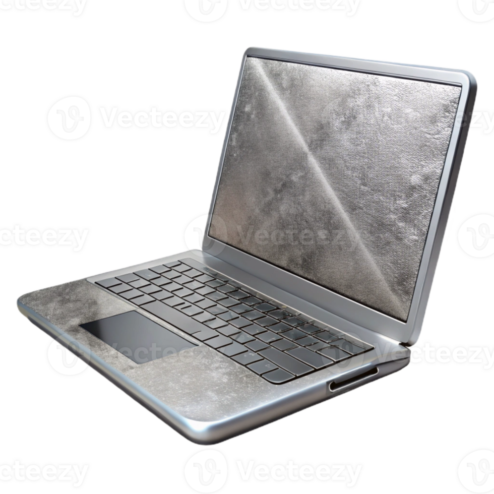 elegant rustic Silver Laptop Side View Transparent Background authentic png