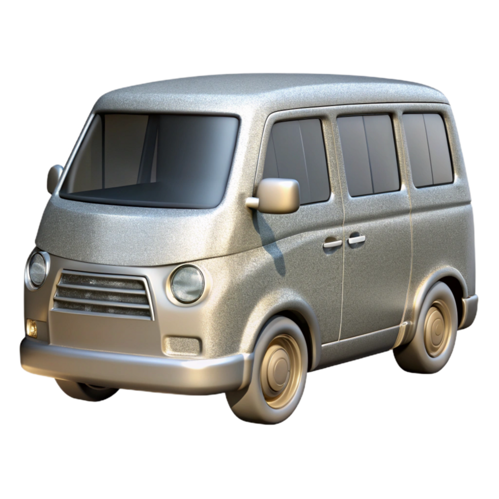extraordinary abstract Silver Minivan Front View Transparent Background Cutout detailed png