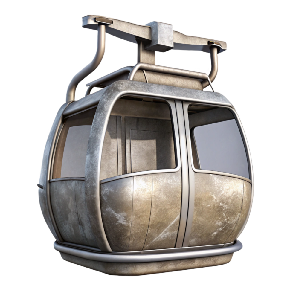 vibrant minimalist Silver Mountain Cable Car Front View Isolated authentic png