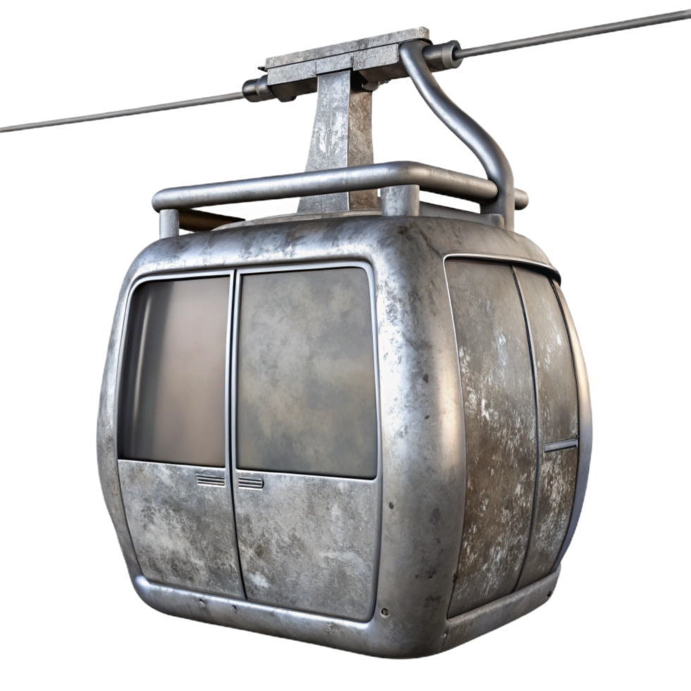 serene artistic Silver Mountain Cable Car Front View Isolated original png