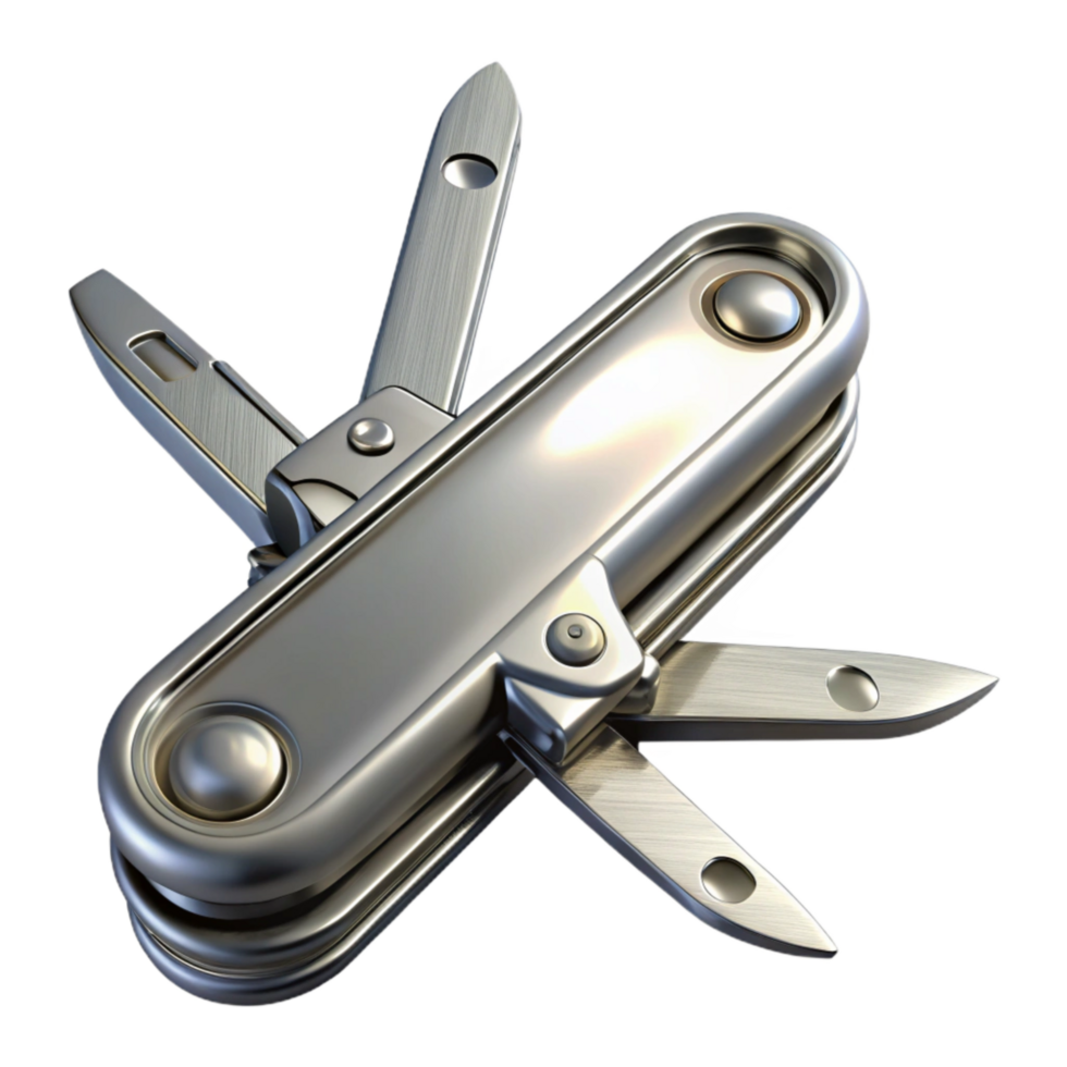 dramatic contemporary Silver Multi Tool Open Isolated professional png