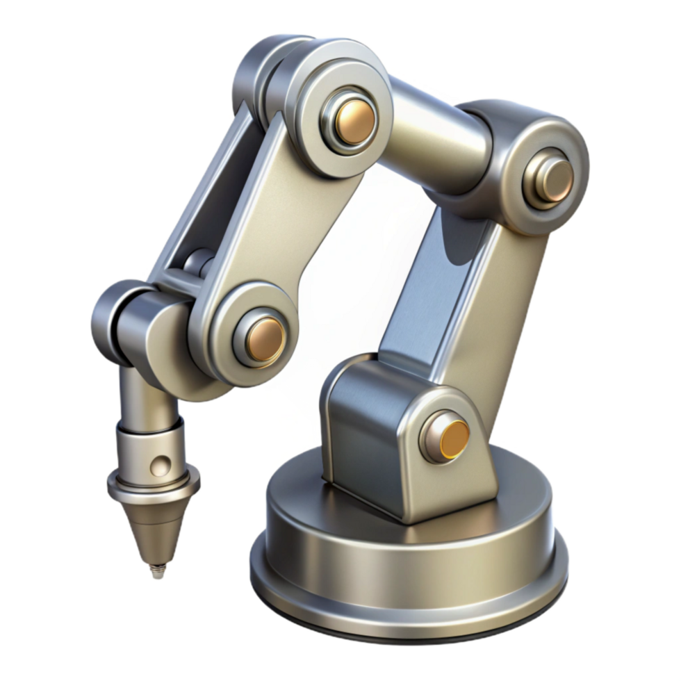 impressive artistic Silver Robotic Arm with Camera Attached Isolated original png