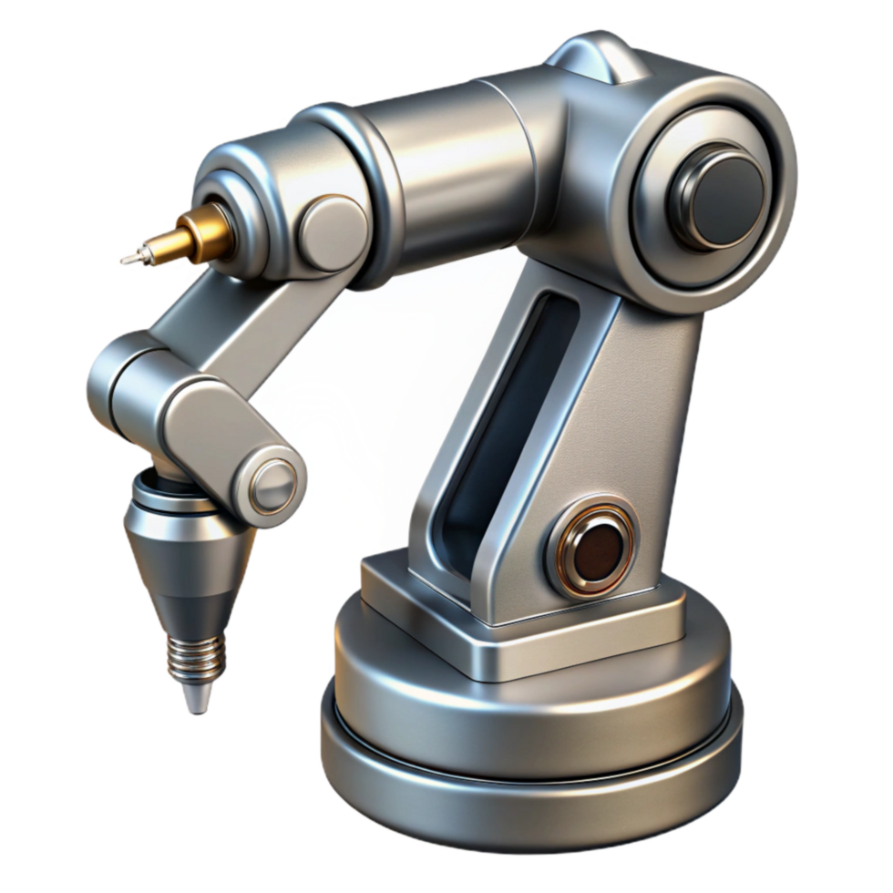 elegant traditional Silver Robotic Arm with Camera Attached Isolated premium png
